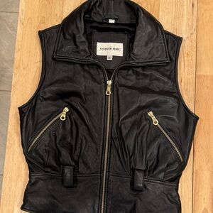 Vintage Andrew Marc Black Leather Vest size small